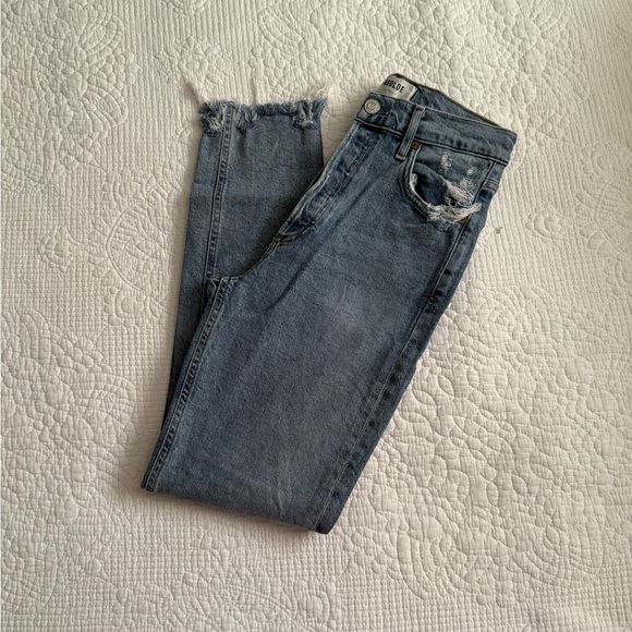 Agolde Denim - Agolde Jeans Rooted High Rise Slim Fit Distressed Button Fly Nico